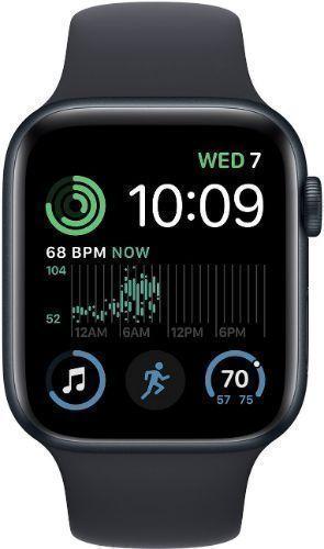 Apple  Watch SE (2022) - 32GB - Midnight-Aluminum-Sport Band-Midnight - GPS - 40mm - Midnight - Aluminum - Midnight - Sport Band - Small/Medium Size - Rubber - Acceptable