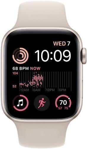 Apple Watch SE 2nd Gen (2022) (GPS) - 32GB - 44mm - Starlight Aluminum Case with Starlight Rubber Sport Band - Medium/Large Size