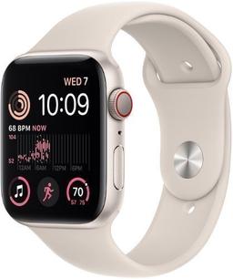 Apple Watch SE 2nd Gen (2022) (GPS) - 32GB - 44mm - Starlight Aluminum Case with Starlight Rubber Sport Band - Medium/Large Size