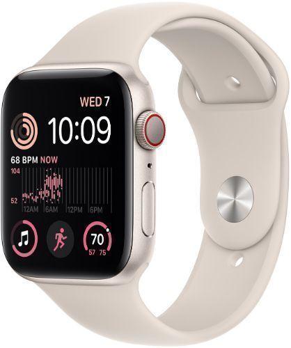 Apple Watch SE 2nd Gen (2022) (GPS) - 32GB - 44mm - Starlight Aluminum Case with Starlight Rubber Sport Band - Medium/Large Size