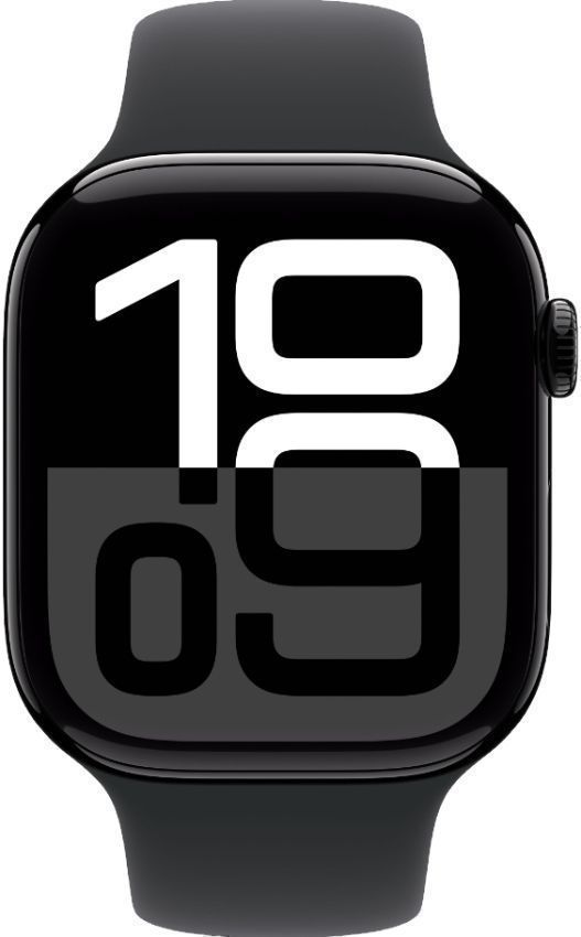 Apple Watch Series 10 (GPS) - 64GB - 42mm - Jet Black Aluminum Case with Black Rubber Sport Band - S/M Size