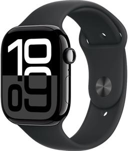 Apple Watch Series 10 (GPS) - 64GB - 42mm - Jet Black Aluminum Case with Black Rubber Sport Band - S/M Size