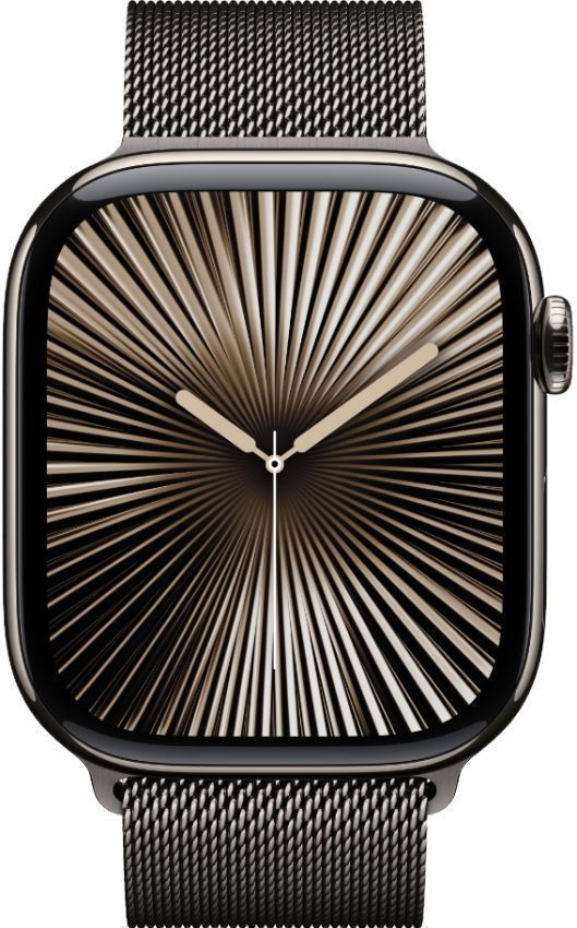 Apple Watch Series 10 (Cellular + GPS) - 64GB - 46mm - Natural Titanium Case with Slate Stainless Steel Milanese Loop Band - One Size