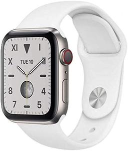 Apple Watch Series 5 (Cellular + GPS) - 32GB - 40mm - Silver Titanium Case with White Rubber Sport Band