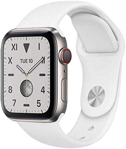Apple Watch Series 5 (Cellular + GPS) - 32GB - 40mm - Silver Titanium Case with White Rubber Sport Band