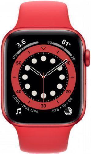 Apple Watch Series 6 (Cellular + GPS) - 32GB - 44mm - Red Aluminum Case with Red Rubber Sport Band