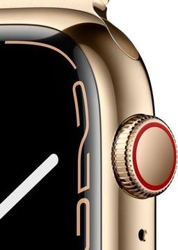 Apple Watch Series 7 (Cellular + GPS) - 32GB - 45mm - Gold Stainless Steel Case with Midnight Rubber Sport Band