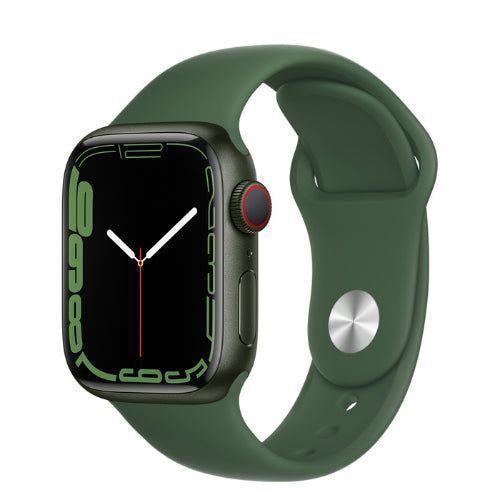 Apple Watch Series 7 (Cellular + GPS) - 32GB - 45mm - Green Aluminum Case with Clover Rubber Sport Band
