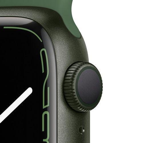 Apple Watch Series 7 (Cellular + GPS) - 32GB - 45mm - Green Aluminum Case with Clover Rubber Sport Band