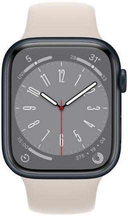 Apple Watch Series 8 (GPS) - 32GB - 45mm - Midnight Aluminum Case with Starlight Rubber Sport Band