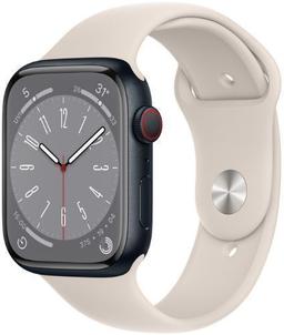 Apple Watch Series 8 (GPS) - 32GB - 45mm - Midnight Aluminum Case with Starlight Rubber Sport Band