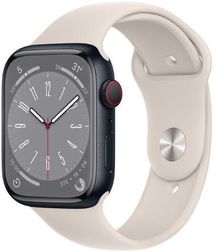Apple Watch Series 8 (GPS) - 32GB - 45mm - Midnight Aluminum Case with Starlight Rubber Sport Band