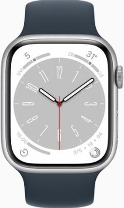 Apple Watch Series 8 (GPS) - 32GB - 45mm - Silver Aluminum Case with Midnight Rubber Solo Loop Band