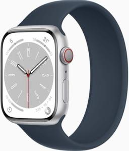Apple Watch Series 8 (GPS) - 32GB - 45mm - Silver Aluminum Case with Midnight Rubber Solo Loop Band