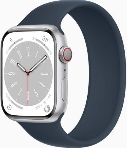 Apple Watch Series 8 (GPS) - 32GB - 45mm - Silver Aluminum Case with Midnight Rubber Solo Loop Band