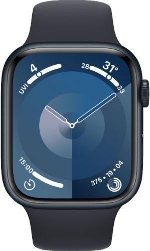 Apple  Watch Series 9 - 64GB - Midnight-Aluminum-Sport Band-Midnight - GPS - 45mm - Midnight - Aluminum - Midnight - Sport Band - Medium/Large Size - Rubber - Acceptable