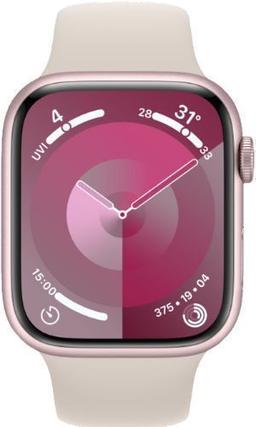 Apple Watch Series 9 (GPS) - 64GB - 45mm - Pink Aluminum Case with Starlight Rubber Sport Band - One Size