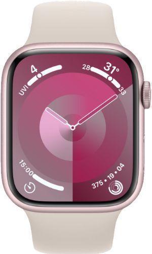 Apple Watch Series 9 (GPS) - 64GB - 45mm - Pink Aluminum Case with Starlight Rubber Sport Band - One Size