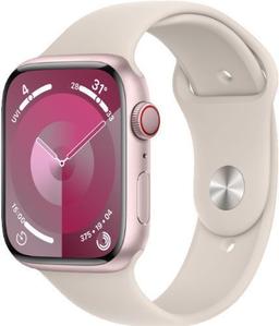 Apple Watch Series 9 (GPS) - 64GB - 45mm - Pink Aluminum Case with Starlight Rubber Sport Band - One Size