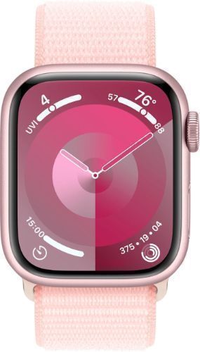 Apple Watch Series 9 (Cellular + GPS) - 64GB - 45mm - Pink Aluminum Case with Light Pink Textile Sport Loop - One Size