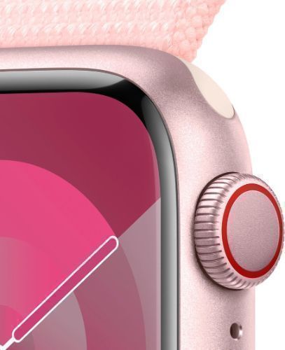 Apple Watch Series 9 (Cellular + GPS) - 64GB - 45mm - Pink Aluminum Case with Light Pink Textile Sport Loop - One Size