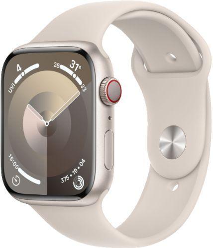 Apple Watch Series 9 (Cellular + GPS) - 64GB - 45mm - Starlight Aluminum Case with Starlight Rubber Sport Band - Medium/Large Size