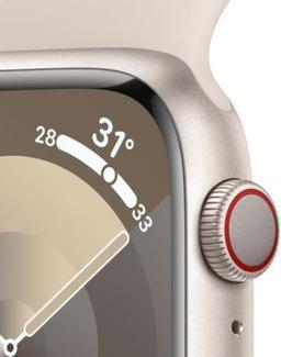 Apple Watch Series 9 (Cellular + GPS) - 64GB - 45mm - Starlight Aluminum Case with Starlight Rubber Sport Band - Medium/Large Size