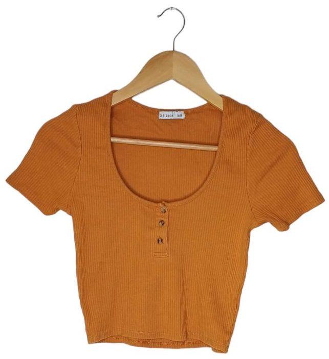 Cotton On  Ribbed Cropped Tee M - Mustard - Excellent