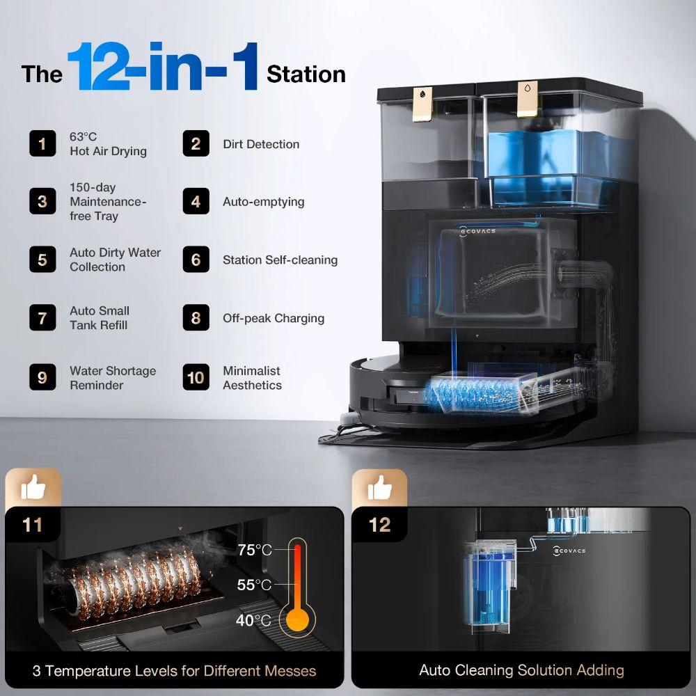 Ecovacs DEEBOT X8 PRO OMNI Robotic Vacuum & Mop - Black