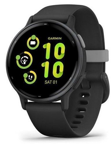 Garmin Vivoactive 5 Smartwatch - 30.4mm - Black Fibre-reinforced polymer Case with Black Silicone Silicone Strap