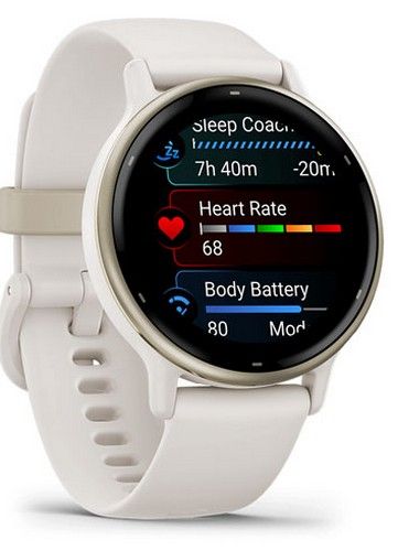 Garmin Vivoactive 5 Smartwatch - 30.4mm - Cream Gold Fibre-reinforced polymer Case with Ivory Silicone Silicone Strap