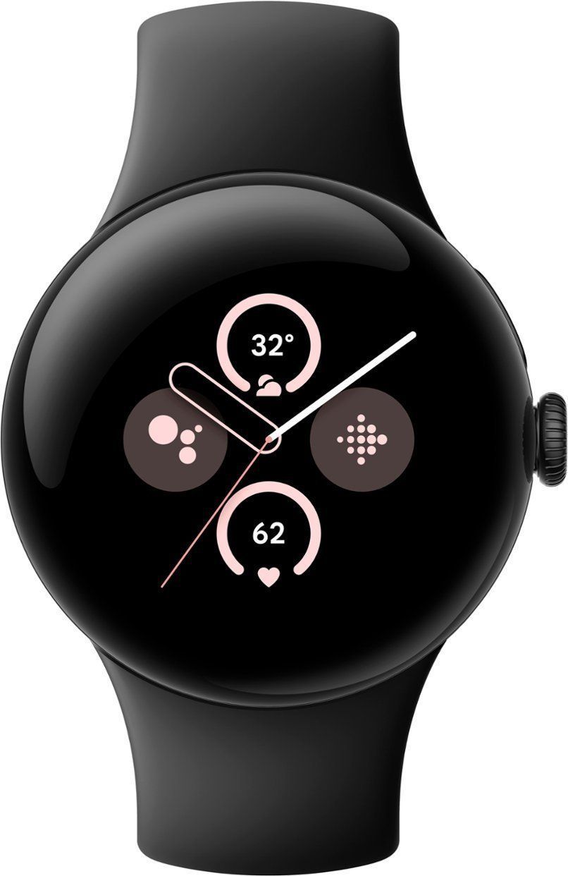 Google Pixel Watch 2 (Bluetooth) - 32GB - 1.2 inch - Matte Black Aluminum Case with Obsidian Fluoroelastomer Active Band
