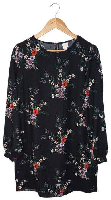 H&M  Floral Dress 12 - Black - Excellent