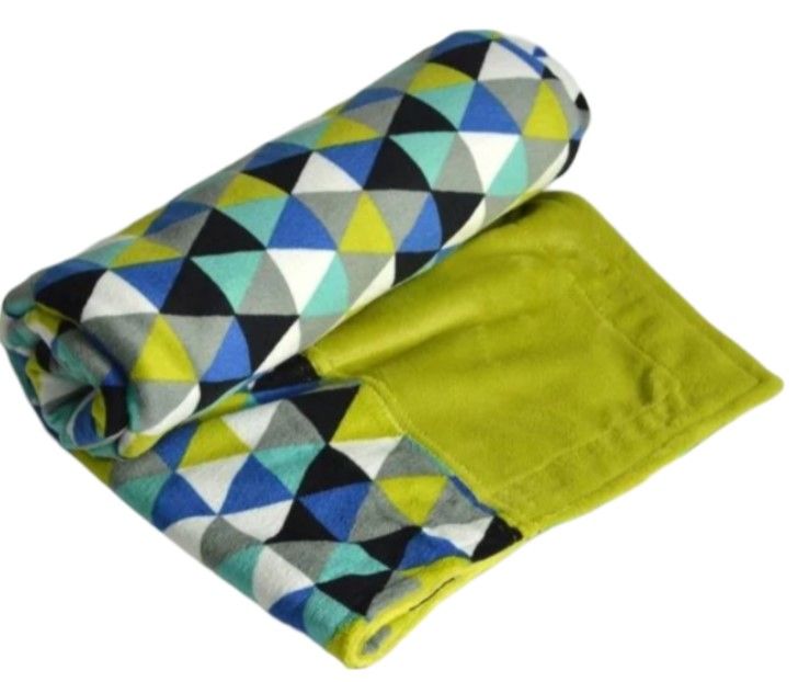 Itti Bitti Cot Blanket - Heron w/ Wasabi Contrast