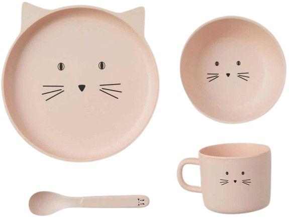 Jiggle & Giggle  Animal Faces Bamboo Dinner Set 4-Piece - Kitten - Over Stock