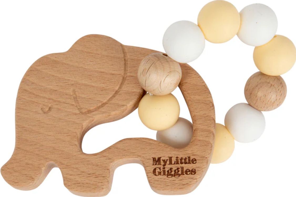 My Little Giggles Elwood Elephant Ring Teether - Butter Yellow - Brand New