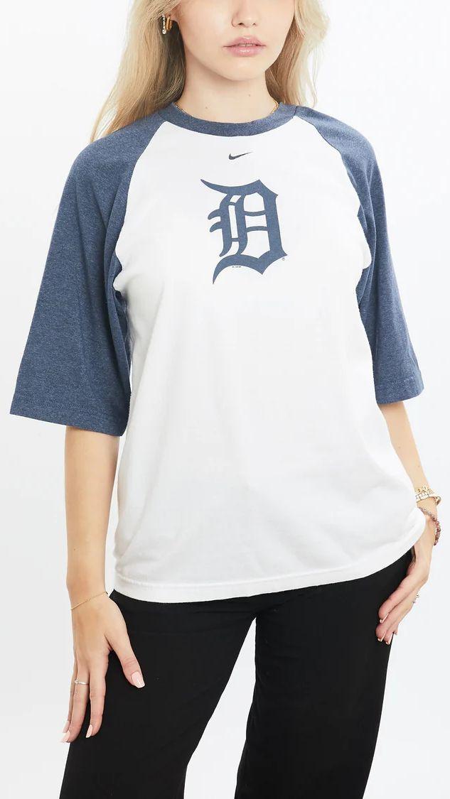 Nike  MLB Detroit Tigers Raglan Tee S - White/Blue - Excellent