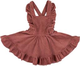 Ponchik Babies + Kids Cord Pinafore Dress (6 Years Old) - Carnation