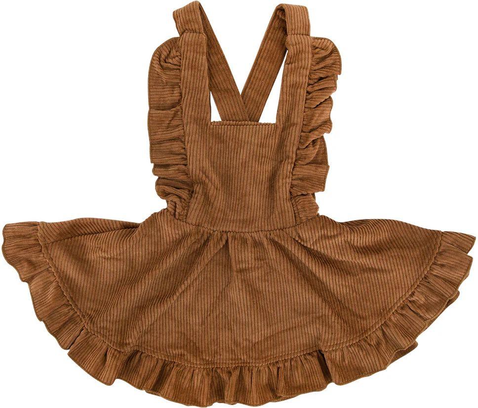 Ponchik Babies + Kids  Cord Pinafore Dress (4 Years Old) - Cinnamon - Over Stock