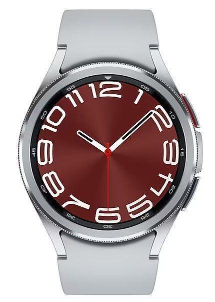 Samsung Galaxy Watch6 (Bluetooth + LTE) - 16GB - 43mm - Silver Classic (Stainless Steel) Case with Silver Fluoroelastomer Sports Band