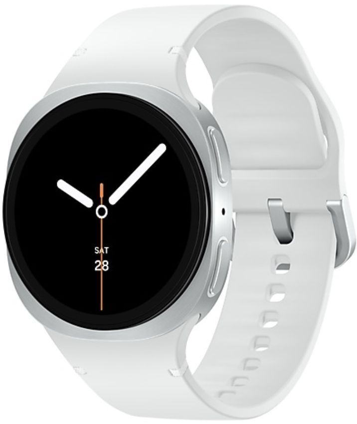 Galaxy Watch8 (Bluetooth) - 32GB - 40mm - Silver Aluminum Case with White Silicone Sport Band - Small/Medium Size