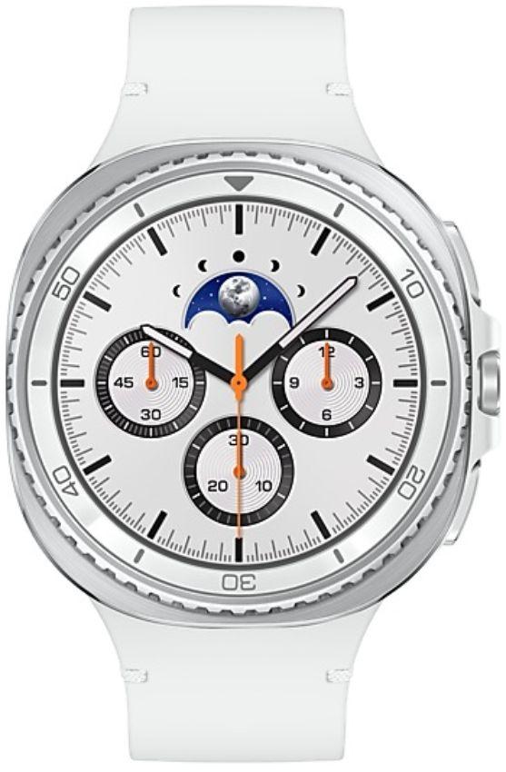 Galaxy Watch8 (Bluetooth) - 32GB - 46mm - White Classic (Stainless Steel) Case with White Silicone Sport Band - Small/Medium Size