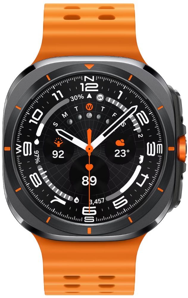 Galaxy Watch Ultra (2025) - 64GB - 47mm - Titanium Gray Titanium Case with Orange Hydrogenated Nitrile Butadiene Rubber Marine Band - S/M/L Size