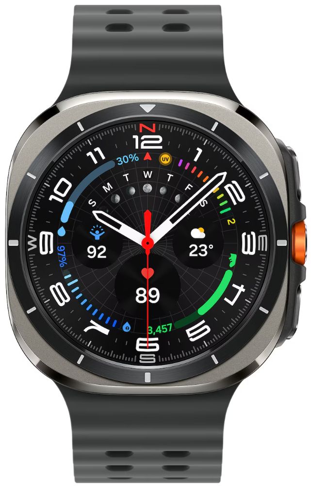Galaxy Watch Ultra (2025) - 64GB - 47mm - Titanium Silver Titanium Case with Dark Gray Hydrogenated Nitrile Butadiene Rubber Marine Band - S/M/L Size