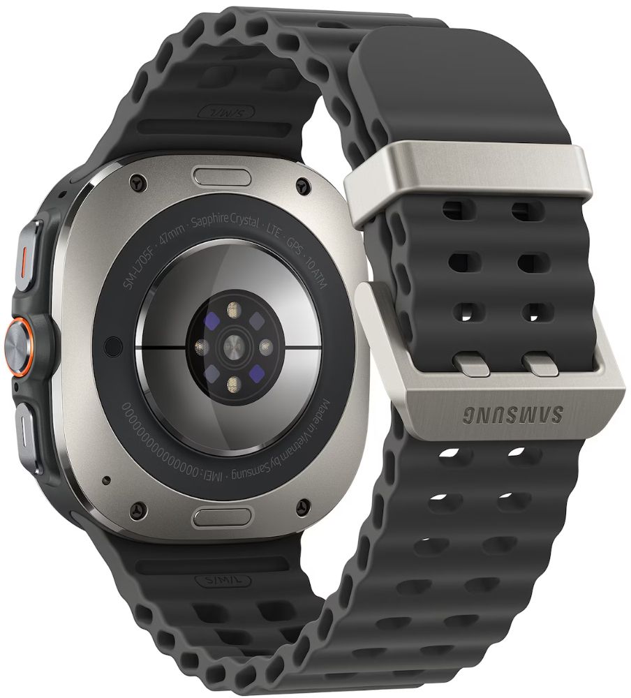 Galaxy Watch Ultra (2025) - 64GB - 47mm - Titanium Silver Titanium Case with Dark Gray Hydrogenated Nitrile Butadiene Rubber Marine Band - S/M/L Size