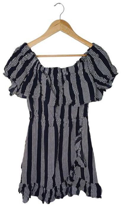 Seed  Striped Of The Shoulder Mini Dress XS - Navy - Excellent