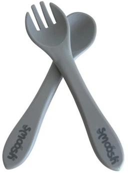 Smoosh Fork and Spoon Set - Grey