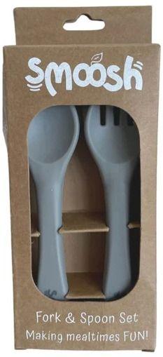 Smoosh Fork and Spoon Set - Grey