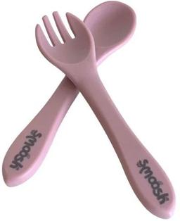 Smoosh Fork and Spoon Set - Pink