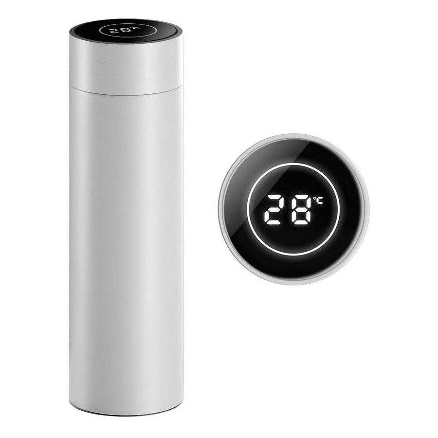 Soga  500ML SMART THERMOMETER BOTTLE VACUUM FLASK - White - Brand New